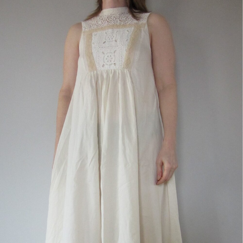 H&M Organic Cotton Long Cream Sleeveless Dress